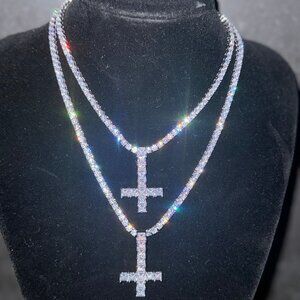 Upside Down Cross Necklace Opium Hip Hop Chain Inverted Cross.